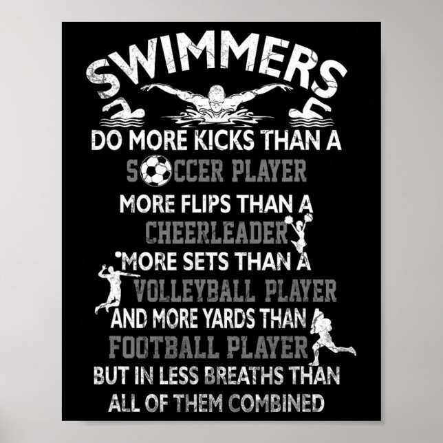 Affiche Les nageurs font plus de battements de jambes qu'u (Devant)