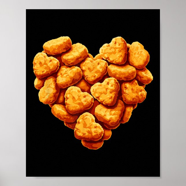 Affiche Les Nuggets De Poulet Sont Mon Coeur Valentin Drôl (Devant)