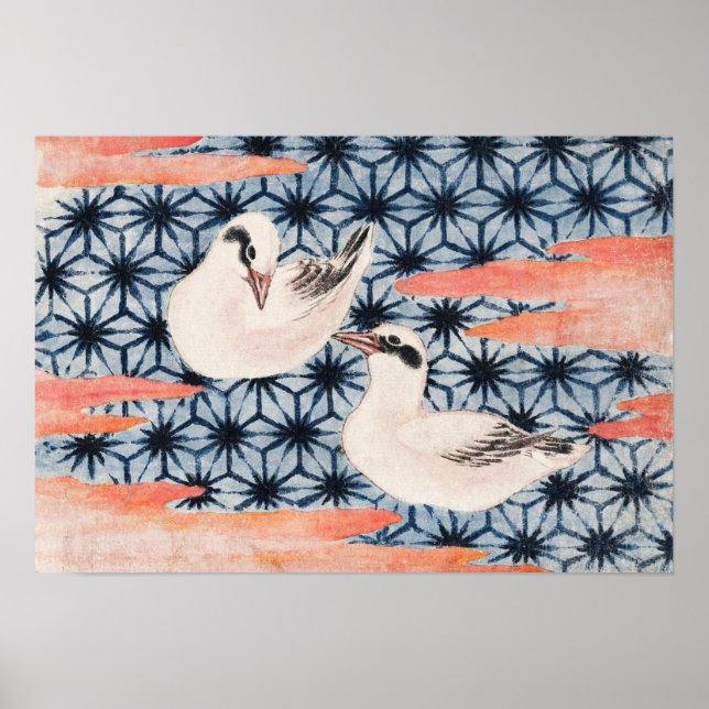 Affiche Les oiseaux de Katsushika Hokusai (Devant)