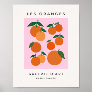 Affiche Les Oranges 01 Rétro Fruit Rose Et Orange
