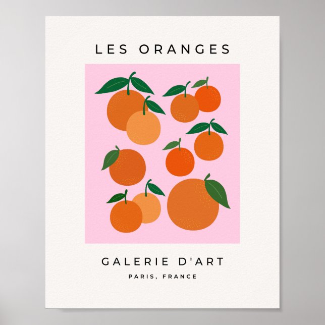 Affiche Les Oranges 01 Rétro Fruit Rose Et Orange (Devant)