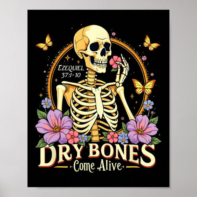 Affiche Les os Sec Venez Vivants Danser Squelette Jésus Ha (Devant)