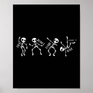 Affiche Les os Sec Vivent Relaxant Drôle Dansant Skeleton