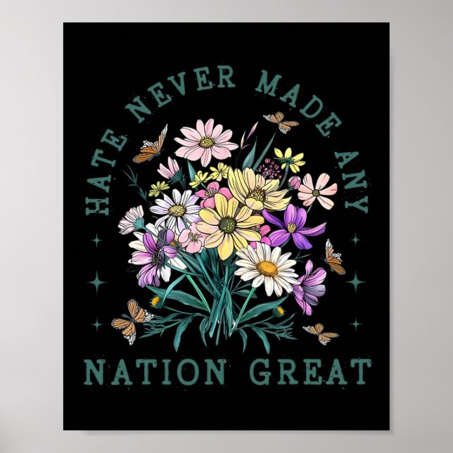 Affiche Les papillons floraux anti-Trump démocrate préside (Devant)