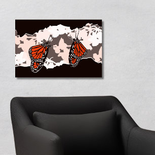 Affiche Les papillons Monarch se nourrissent de fleurs de