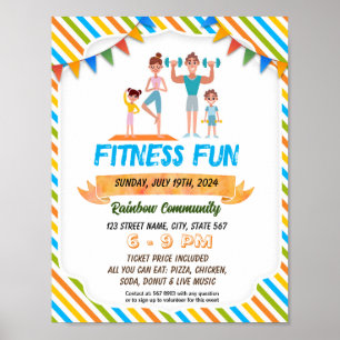 Affiche Les parents et les enfants fitness fun nuit flyer