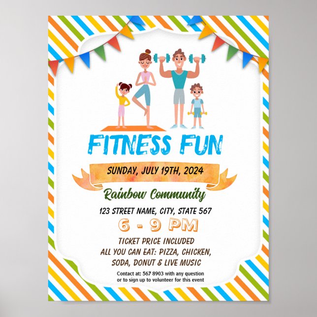 Affiche Les parents et les enfants fitness fun nuit flyer  (Devant)
