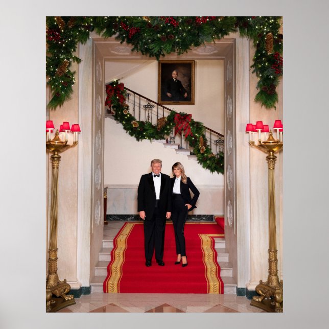 Affiche Les pas de Noël Président Donald Trump & Melania (Devant)