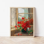 Affiche Les pavots par la fenêtre | Olga Wisinger-Florian<br><div class="desc">Un bouquet de pavots devant la fenêtre | Oeuvre originale du peintre impressionniste autrichien Olga Wisinger-Florian (1844-1926). L'artiste est connue pour ses nombreux paysages et peintures florales de natures mortes. Ce morceau représente un vase de beaux pavots rouge vif placés près d'une fenêtre ensoleillée. Utilisez les outils de conception pour...</div>