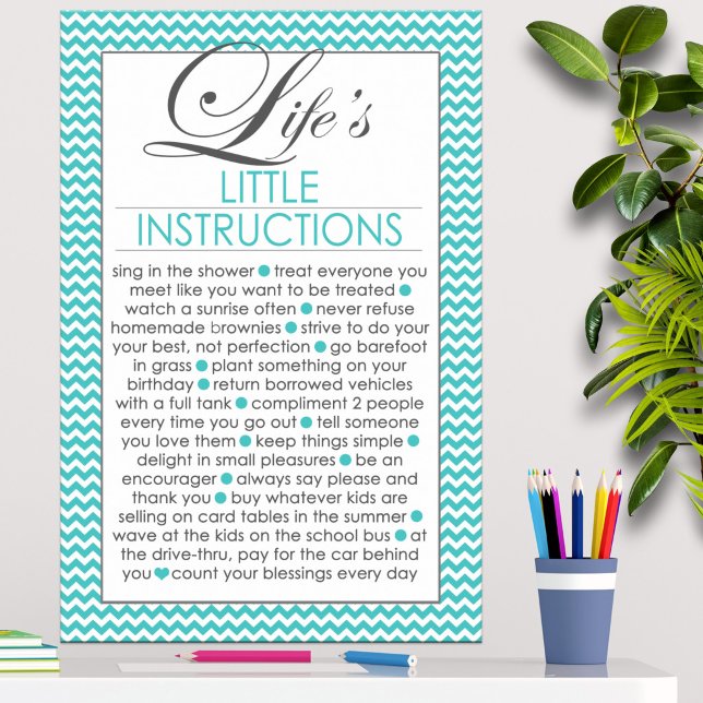 Affiche Les petites instructions de la vie Aqua Blue (Créateur téléchargé)