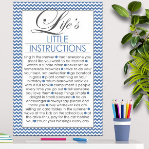 Affiche Les petites instructions de la vie bleu marine