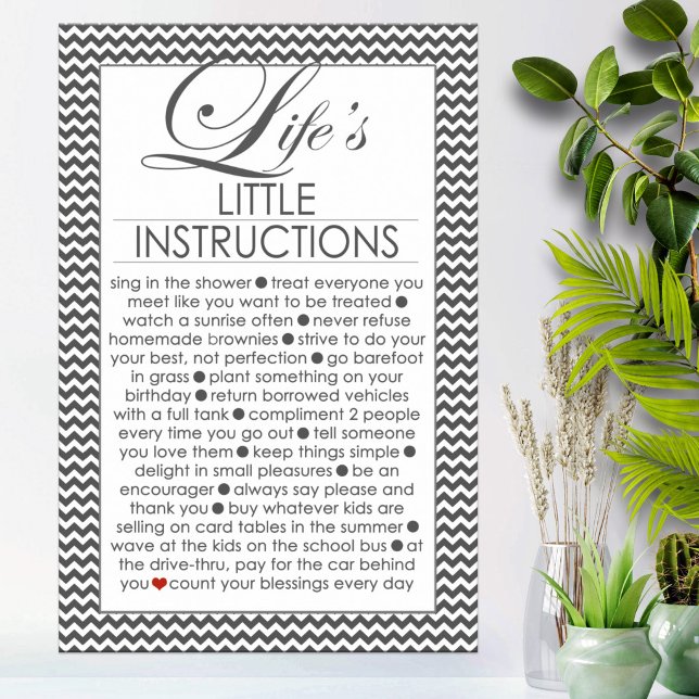Affiche Les petites instructions de la vie Charcoal Black (Créateur téléchargé)