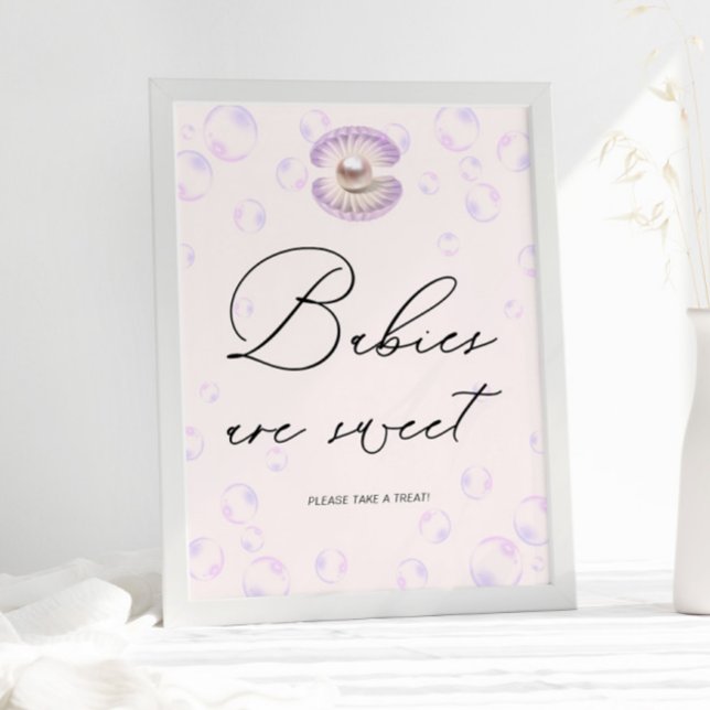 Affiche Les Petits Bébés Pearl Sont Baby shower Sucré (Créateur téléchargé)