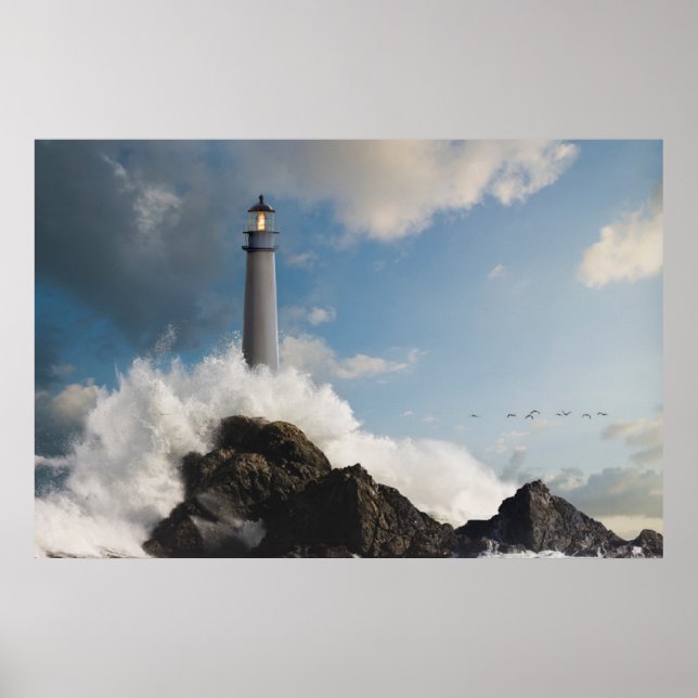 Affiche Les phares | Phare Avec Vagues De Crise (Devant)