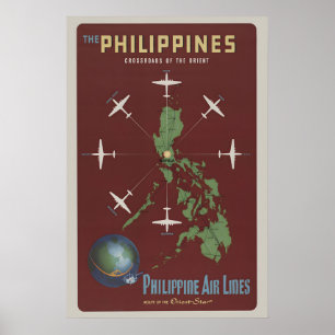 Affiche Les Philippines Carrefour de l'Orient Années 1950