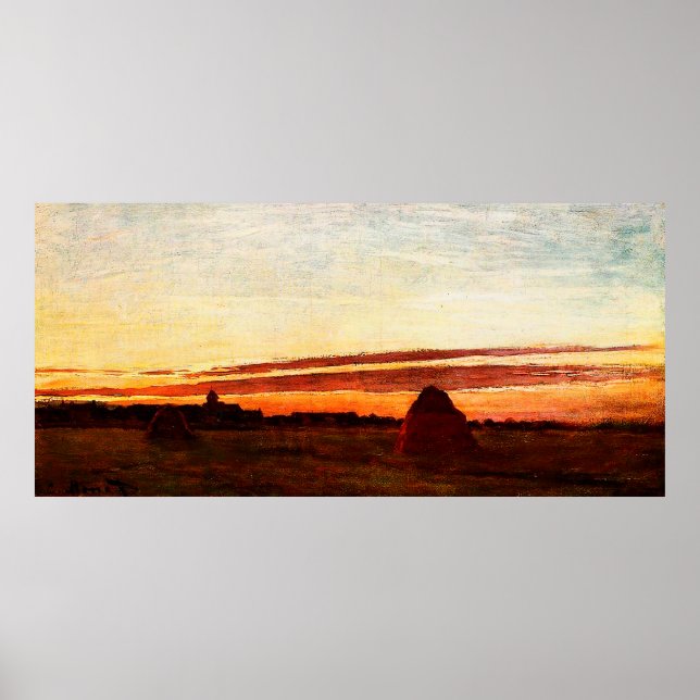 Affiche Les piles de Haystacks à Chailly à Sunrise, 1865 (Devant)