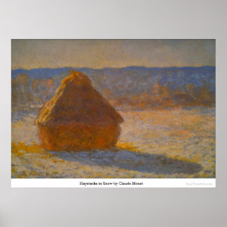 Affiche Les piles de voitures en neige par Claude Monet