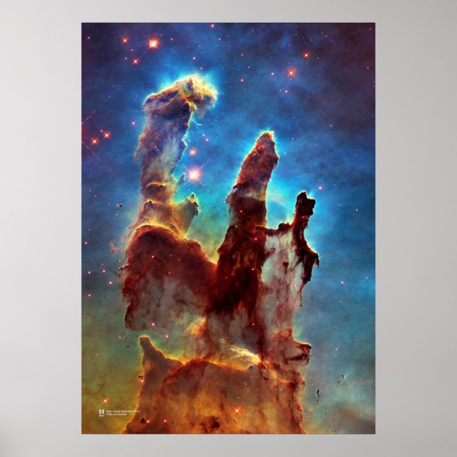 Affiche Les piliers de la création. Aigle Nebula - Hubble (Devant)
