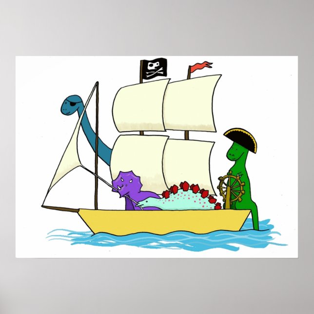 Affiche Les pirates dinosaures naviguent sur les sept mers (Devant)
