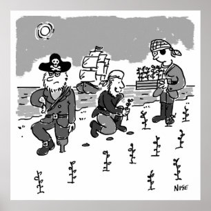 Affiche Les pirates jardinent à l'aide d'une jambe en bois