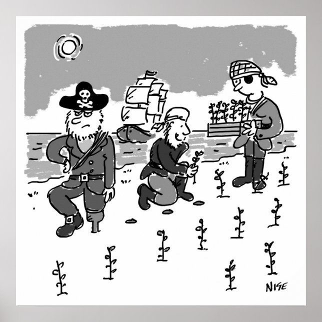 Affiche Les pirates jardinent à l'aide d'une jambe en bois (Devant)