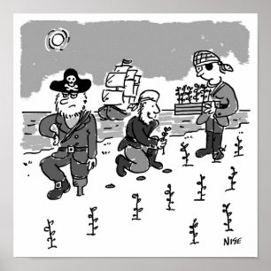 Affiche Les pirates jardinent à l'aide d'une jambe en bois