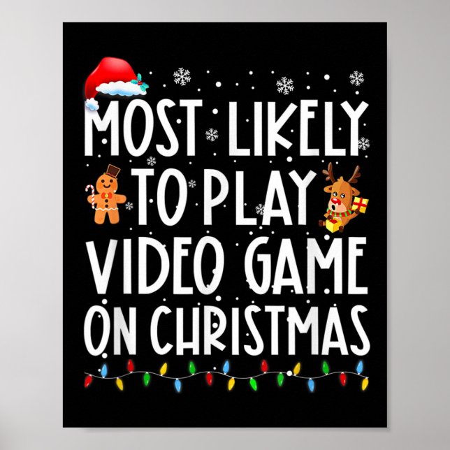 Affiche Les Plus Probables À Jouer Jeu Vidéo Sur Noël Père (Devant)