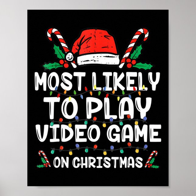 Affiche Les Plus Probables À Jouer Jeu Vidéo Sur Noël Père (Devant)