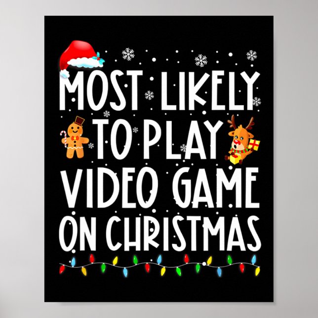Affiche Les Plus Probables À Jouer Jeu Vidéo Sur Noël Père (Devant)