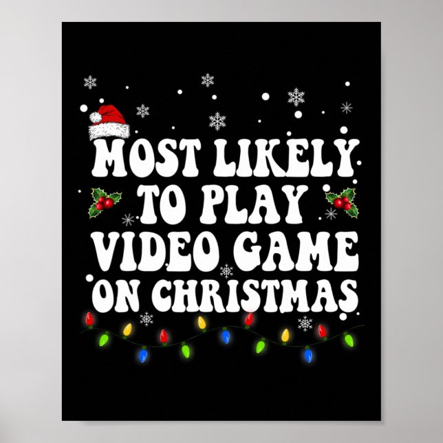 Affiche Les Plus Probables À Jouer Jeu Vidéo Sur Noël Père (Devant)