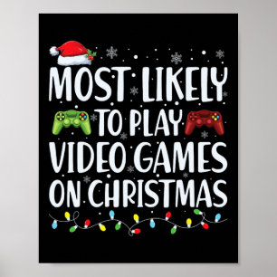 Affiche Les Plus Probables À Jouer Jeu Vidéo Sur Noël Père