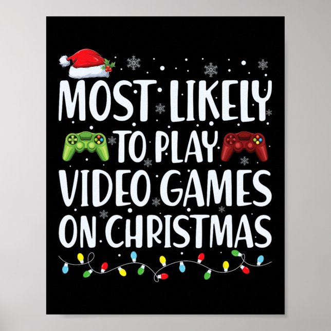 Affiche Les Plus Probables À Jouer Jeu Vidéo Sur Noël Père (Devant)