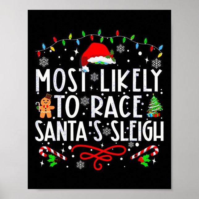 Affiche Les Plus Probables De Course Père Noël Sleigh Fami (Devant)