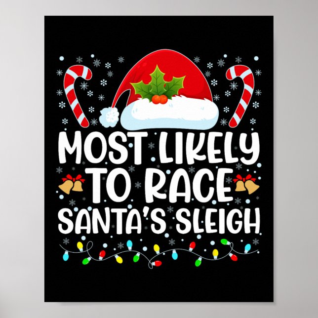 Affiche Les Plus Probables De Course Père Noël Sleigh Fami (Devant)