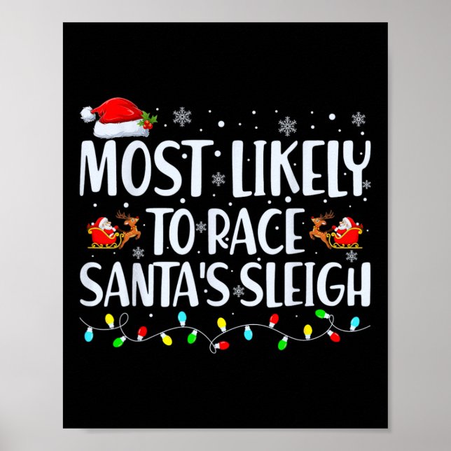 Affiche Les Plus Probables De Course Père Noël Sleigh Fami (Devant)