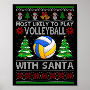 Affiche Les Plus Probables De Jouer Au Volley-Ball Avec Pè