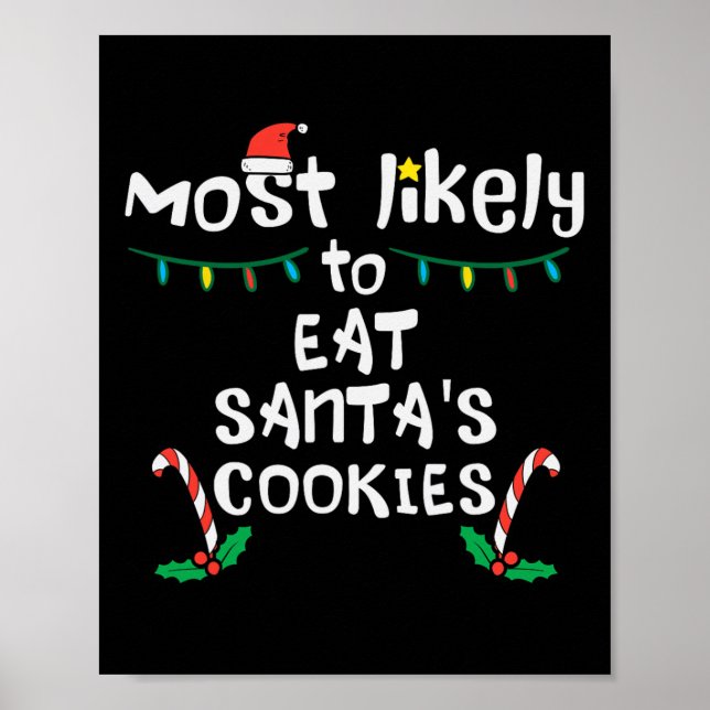 Affiche Les plus susceptibles de manger Santas Cookie Noël (Devant)