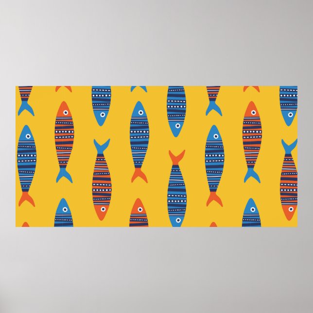 Affiche Les poissons brillants sont des motifs sans soudur (Devant)