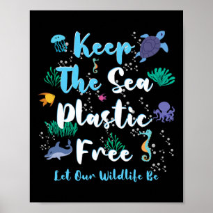 Affiche Les poissons sauvent la mer protéger la nature Jou