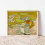 Affiche Les pôles des romans français | Vincent Van Gogh<br><div class="desc">Piles of French Novels (1887) de l'artiste post-impressionniste néerlandais Vincent Van Gogh. L'oeuvre originale est une huile sur toile représentant des piles de livres dans des tons jaunes vibrants. Utilisez les outils de conception pour ajouter du texte personnalisé ou personnaliser l'image.</div>