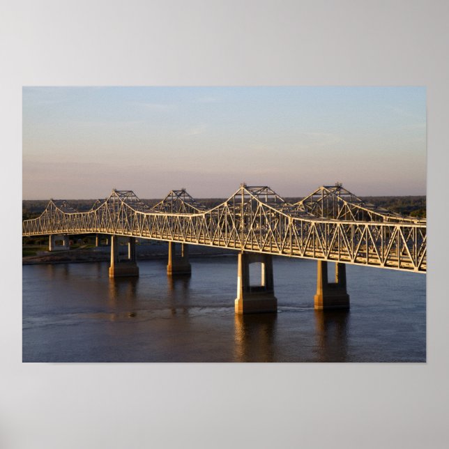 Affiche Les ponts Natchez-Vidalia enjambant la (Devant)