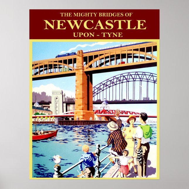 Affiche Les ponts puissants de Newcastle, Upon Tune, vinta (Devant)