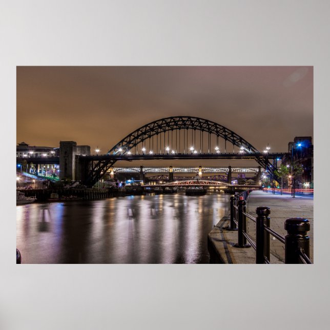 Affiche Les ponts Tyne la nuit (Devant)