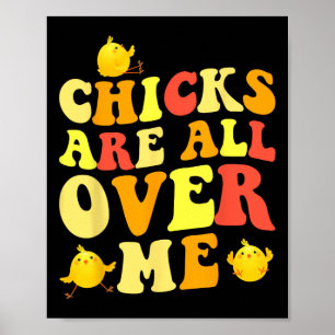 Affiche Les poules sont partout sur moi Pâques amusant béb