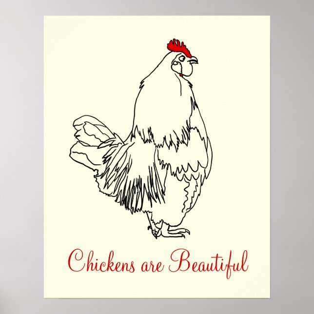 Affiche Les poulets sont de beaux Dessin d'Art Drôle Roost (Devant)