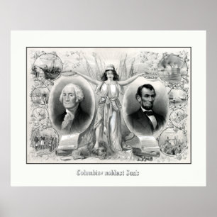 Affiche Les présidents Washington et Lincoln