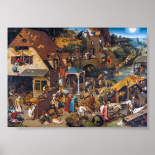 Affiche Les Proverbes Hollandais   Pieter Bruegel l'Ancien