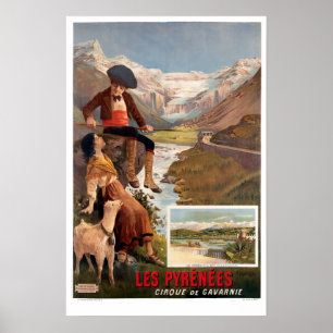 Affiche Les Pyrénées, Gavarnie Vintage Tourism Travel