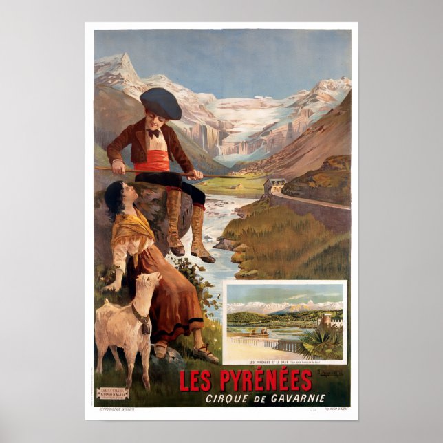 Affiche Les Pyrénées, Gavarnie Vintage Tourism Travel (Devant)