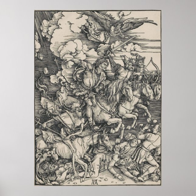 Affiche Les quatre cavaliers de l'Apocalypse par Durer (Devant)